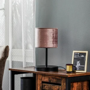 Cheap Euluna Lampe à poser Jari abat-jour tissu, rosé doré