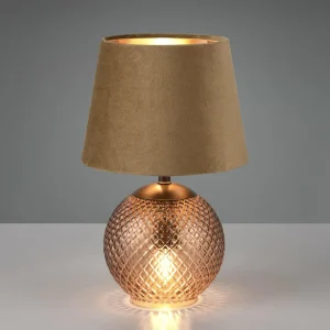 Online Reality Leuchten Lampe à poser Jonna verre/velours, marron