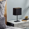 Clearance FH Lighting Lampe à poser Kate, abat-jour tissu, noir/doré