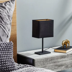 Clearance FH Lighting Lampe à poser Kate, abat-jour tissu, noir/doré