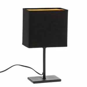 Clearance FH Lighting Lampe à poser Kate, abat-jour tissu, noir/doré