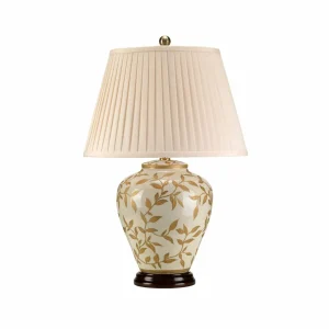 Shop Elstead Lampe à poser Leaves avec pied en porcelaine