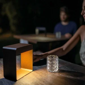 Best Sale Linea Light Lampe à poser LED rechargeable Dama, brun foncé, aluminium, ABS