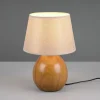 Discount Reality Leuchten Lampe à poser Loxur, hauteur 35cm, beige/imitation bois