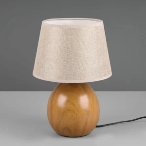 Discount Reality Leuchten Lampe à poser Loxur, hauteur 35cm, beige/imitation bois