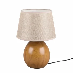 Discount Reality Leuchten Lampe à poser Loxur, hauteur 35cm, beige/imitation bois
