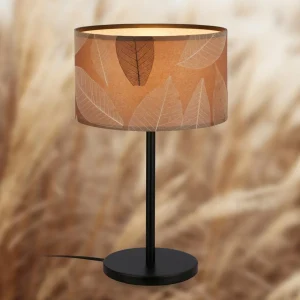 Hot Briloner Lampe à poser Mata, marron, textile, hauteur 42 cm
