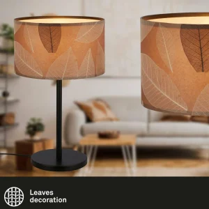Hot Briloner Lampe à poser Mata, marron, textile, hauteur 42 cm
