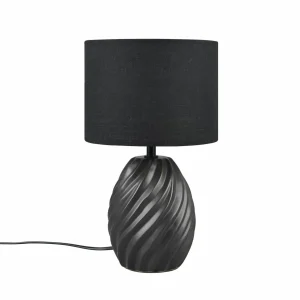 Hot Reality Leuchten Lampe à poser Melva, noir mat, Ø 18 cm, céramique, E14