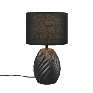 Hot Reality Leuchten Lampe à poser Melva, noir mat, Ø 18 cm, céramique, E14