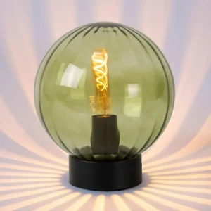 Outlet Lucide Lampe à poser Monsaraz, vert, Ø 25 cm, verre, E27