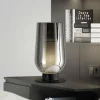 Outlet Mantra Iluminación Lampe à poser Nora, noir-chrome, hauteur 33 cm, verre, métal