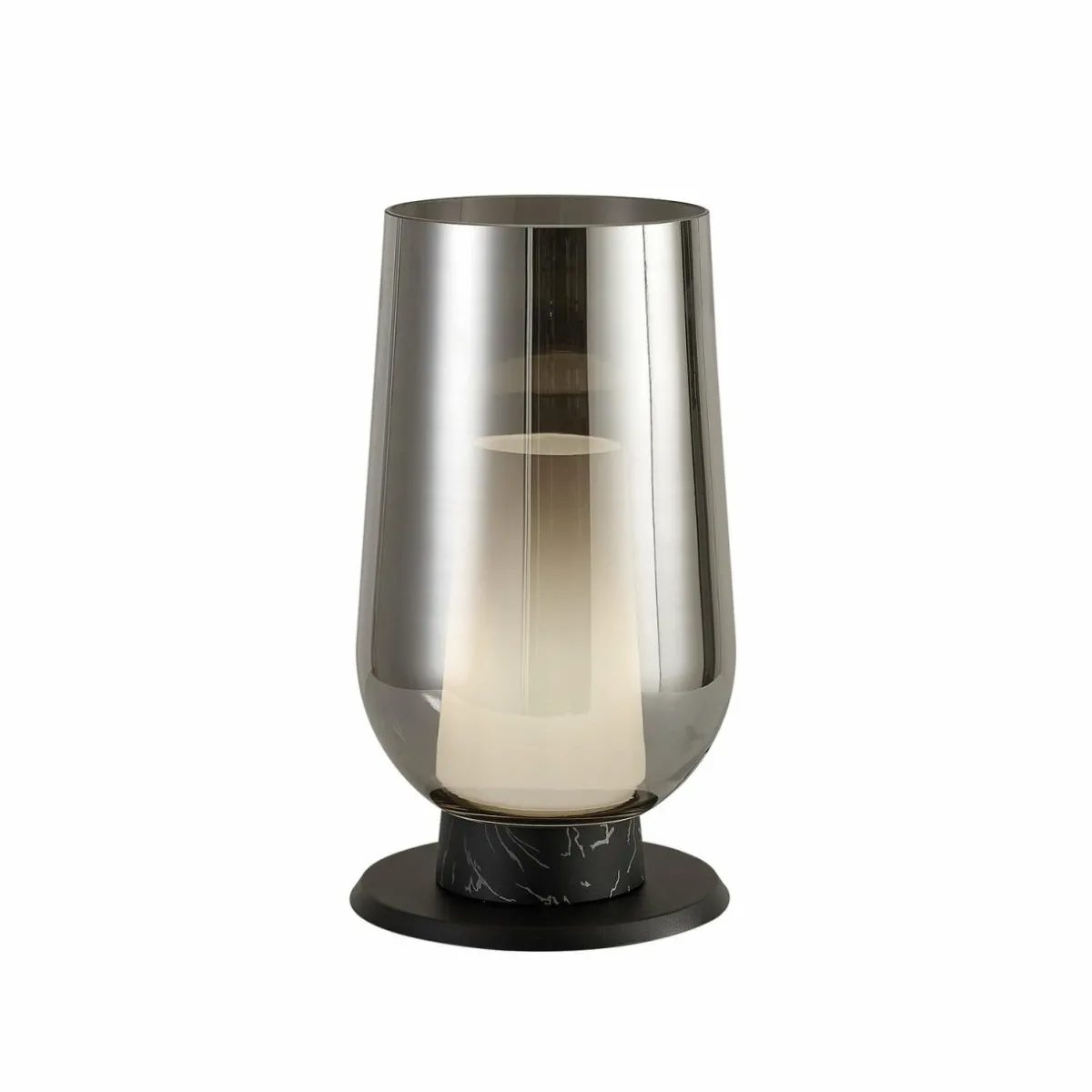 lampe__poser_nora_noirchrome_hauteur__cm_verre_mtal_1.webp Outlet Mantra Iluminación Lampe à poser Nora, noir-chrome, hauteur 33 cm, verre, métal