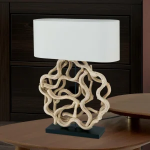 Store ORION Lampe à poser Peggy avec pied en bois décoratif