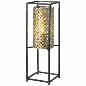 Shop Freelight Lampe à poser Petrolio, noire/dorée, hauteur 47 cm