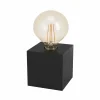 Best EGLO Lampe à poser Prestwick 2 cube en bois, noire