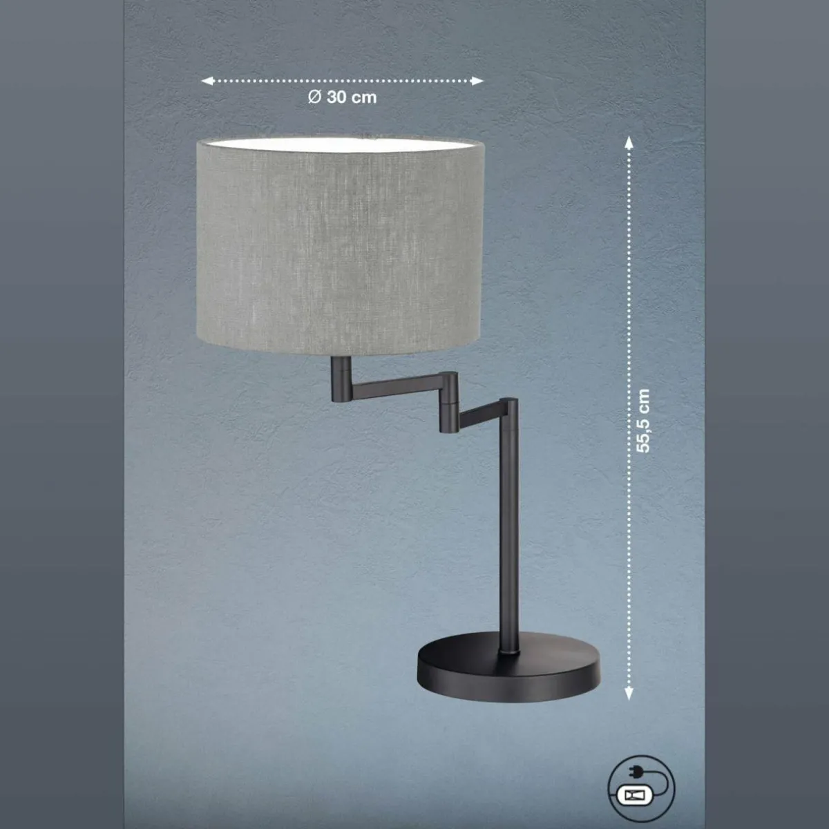 lampe__poser_rota_abatjour_en_lin_gris_0.webp Store FISCHER & HONSEL Lampe à poser Rota abat-jour en lin gris