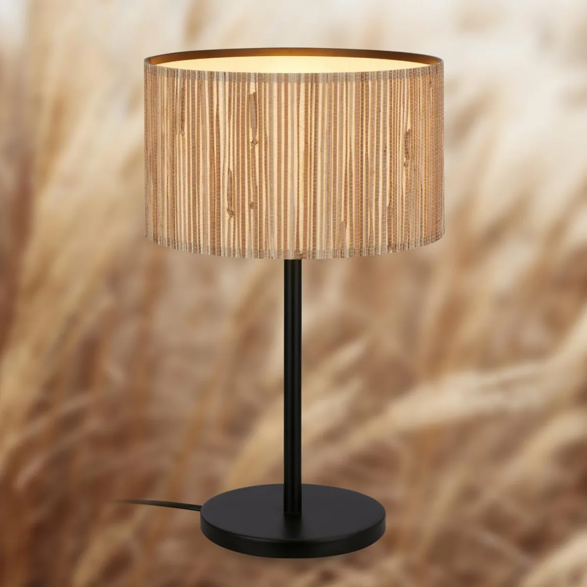 Outlet Briloner Lampe à poser Slama, couleur naturelle, algues marines, hauteur 42 cm