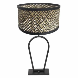 Outlet Steinhauer Lampe à poser Stang 3751ZW, tressage noir/naturel