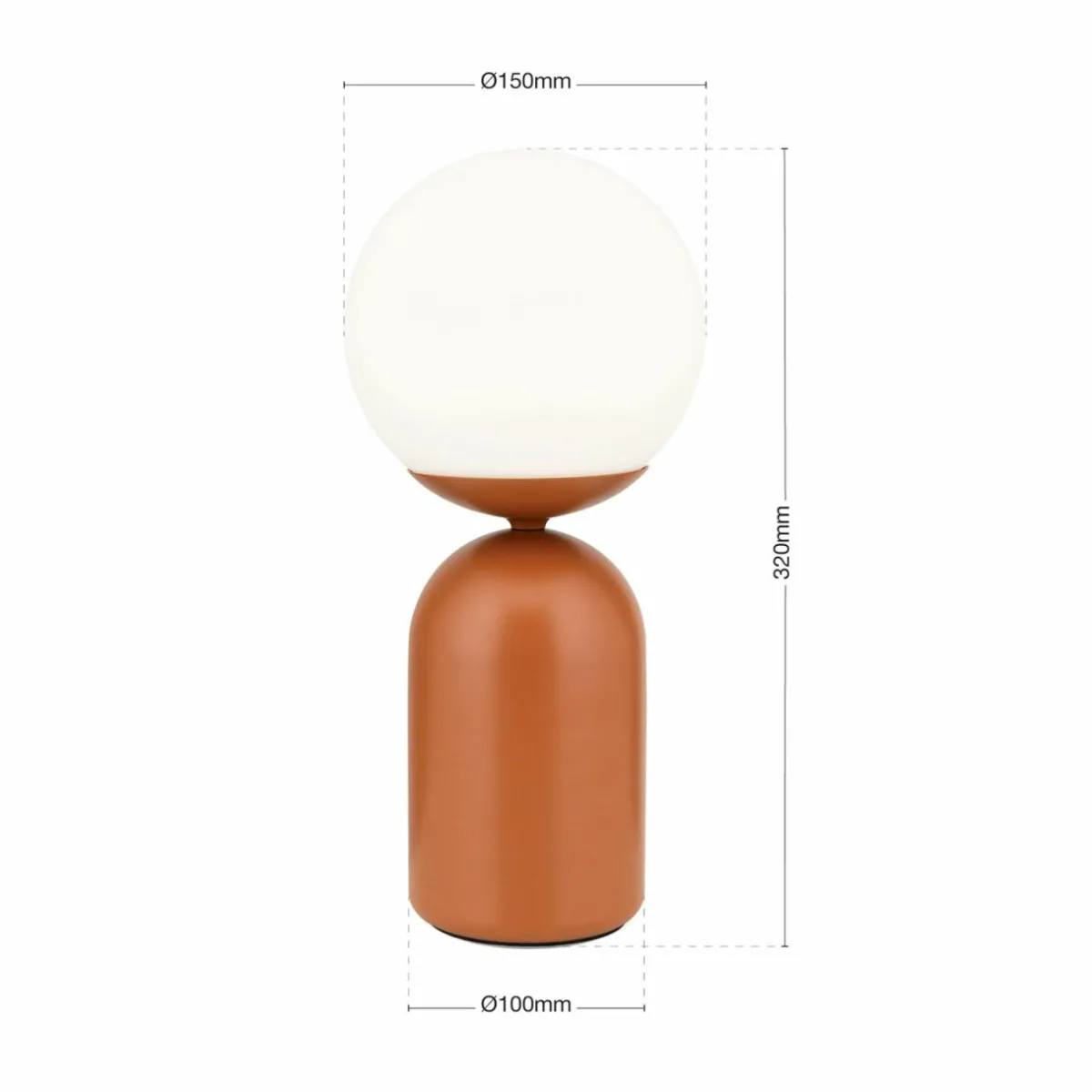 New ORION Lampe à poser Stanley, rouge corail, hauteur 32 cm, céramique/verre