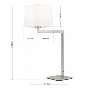 Cheap ORION Lampe à poser textile Carlton, nickel mat
