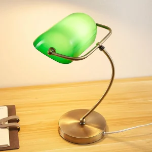 Shop Lindby Lampe de banquier Selea avec abat-jour vert