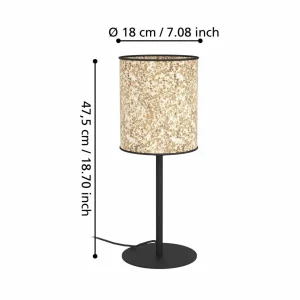 Sale EGLO Lampe de table Butterburn, hauteur 47,5 cm, beige/vert, tissu