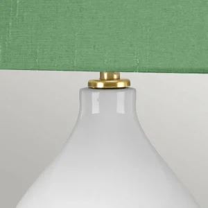 Fashion Elstead Lampe de table en tissu Isla laiton antique/verte