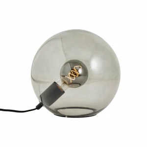 Best Brilliant Lampe de table en verre Belado noir/gris fumé lisse
