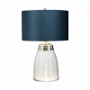 Outlet Quintiesse Lampe de table Milne verre/tissu bleue