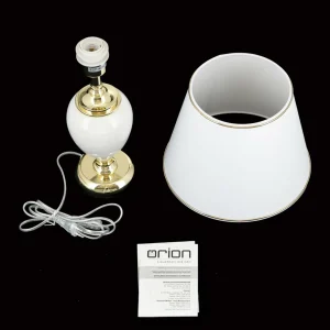 Best Sale ORION Lampe de table Ovum, blanc/doré, hauteur 48 cm, céramique/chintz