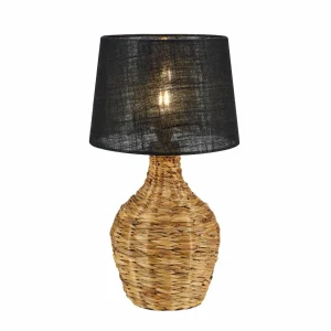 Fashion Markslöjd Lampe de table Paglia, naturel/noir, rotin/jute, hauteur 58 cm