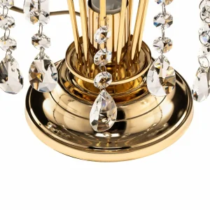 Store ONLI Lampe de table Pioggia avec pluie de cristaux, 26cm, or