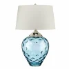 Shop Quintiesse Lampe de table Samara, Ø 51 cm, bleu, tissu, verre, à 2 lampes