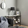 Online Argon Lampe de table textile Fulda, abat-jour noir, pied chromé