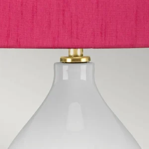 New Elstead Lampe de table tissu Isla laiton ancien/cranberry