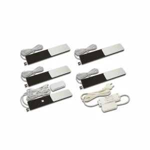 New Hera Lampe sous meuble LED S-Pad F set de 5 pièces noir 3.000 K variateur