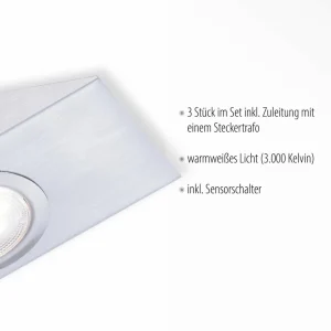 Cheap JUST LIGHT. Lampe sous meuble LED Théo, carré, lot de 3