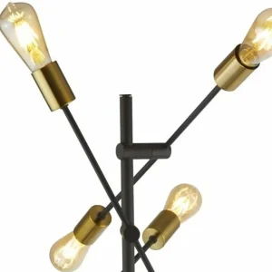 Online Searchlight Lampe sur pied Armstrong, noir/laiton, métal, 6 lampes, E27