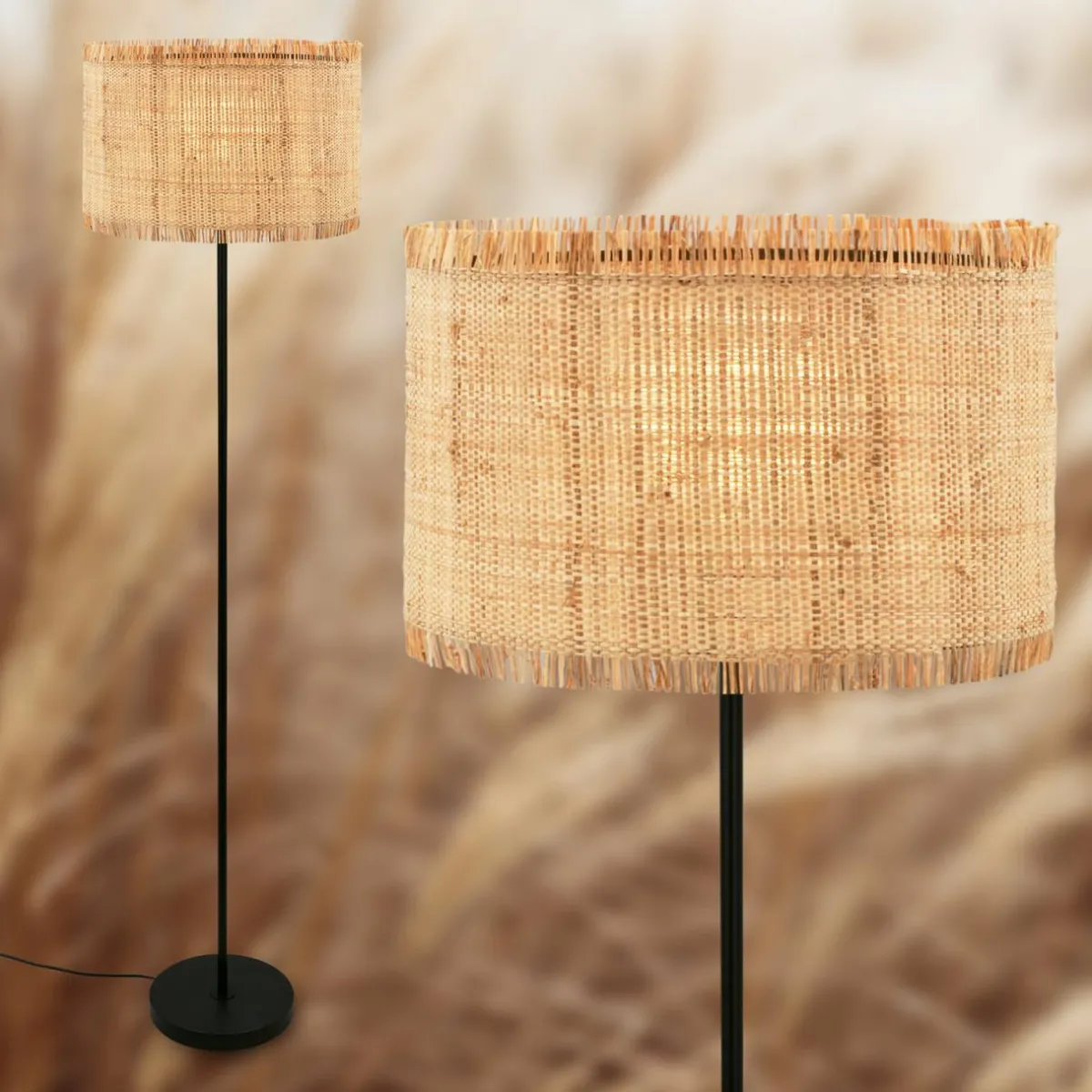 lampe_sur_pied_borra_naturel_mtal_paille_e_1.webp New Briloner Lampe sur pied Borra, naturel, métal, paille, E27