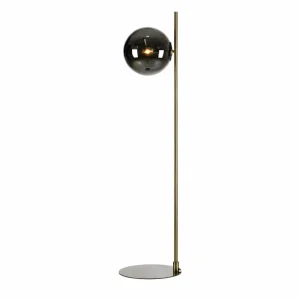 Outlet Markslöjd Lampe sur pied Dione, laiton/gris fumée, verre, fer
