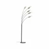 New Brilliant Lampe sur pied Glasini, hauteur 200 cm, gris fumé, 5 lampes, verre
