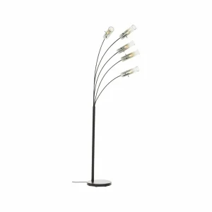 New Brilliant Lampe sur pied Glasini, hauteur 200 cm, gris fumé, 5 lampes, verre