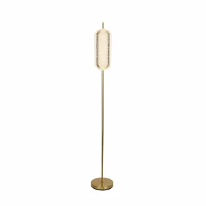New Searchlight Lampe sur pied LED Capsule, couleur laiton, fer, acrylique