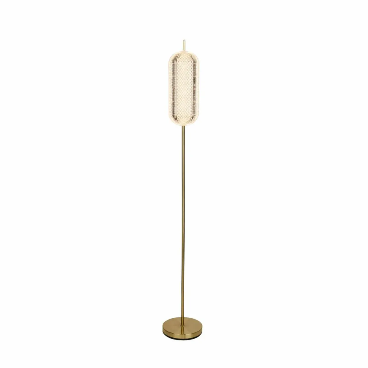 New Searchlight Lampe sur pied LED Capsule, couleur laiton, fer, acrylique