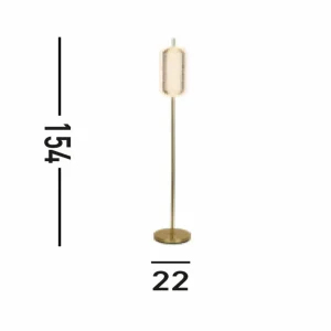 New Searchlight Lampe sur pied LED Capsule, couleur laiton, fer, acrylique