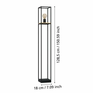 Best EGLO Lampe sur pied Libertad, hauteur 128,5 cm, noir/bois, acier