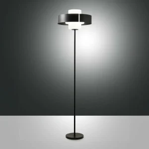 Discount Fabas Luce Lampe sur pied Loto, noir, hauteur 170 cm, verre, variateur d'intensité au