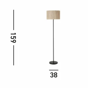 Flash Sale Searchlight Lampe sur pied Meadow, noir, marron, fibre naturelle, acier