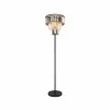 New Globo Lampe sur pied Naxis, noir/gris fumée, hauteur 160 cm, cristal
